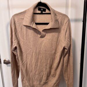 Banana Republic Merino Johnny Collar Long Sleeve Polo - cream/beige